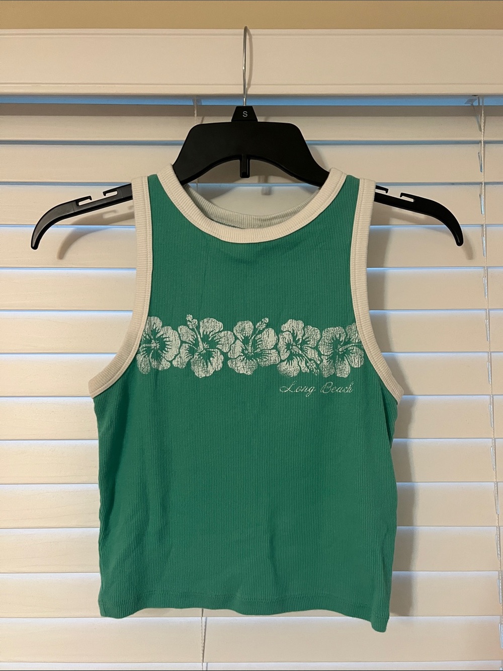 Hollister Teal Ribbed Tank with White Trim Size S